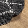 vidaXL Shaggy-Teppich PAMPLONA Hochflor Modern Schwarz Creme Ø 80 cm