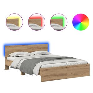 vidaXL Bettrahmen Artisan-Eiche 120 x 190 cm Holzwerkstoff