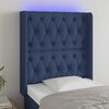 vidaXL LED Kopfteil Blau 83x16x118/128 cm Stoff