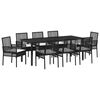 vidaXL Garten Essgruppe mit Kissen 9 pcs Schwarz Poly-Rattan