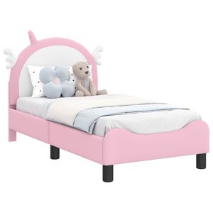 vidaXL Kinderbettgestell mit Kopfteil mit Kopfteil Rosa 70 x 140 cm PU