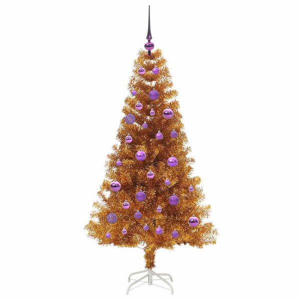 vidaXL Weihnachtsbaum mit 150 LEDs mit St&auml;nder Gold 150 cm PET