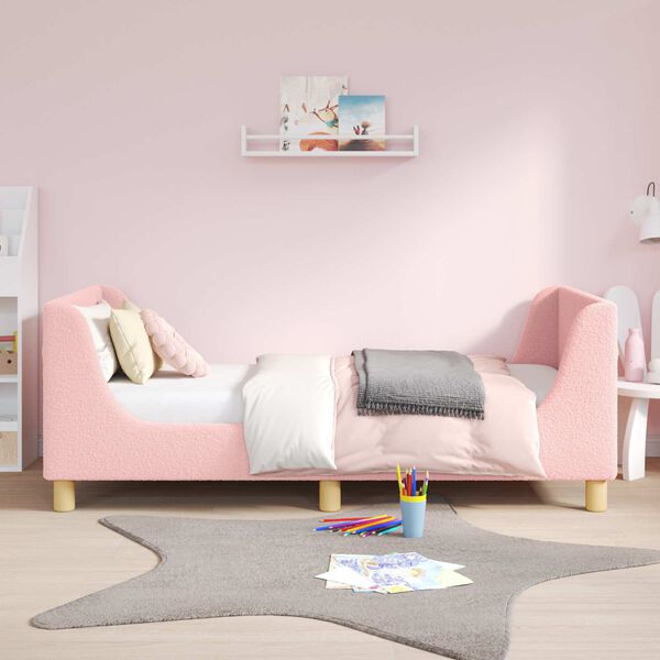 vidaXL Kinderbettgestell mit Kopfteil Rosa 80 x 160 cm Schafstoff
