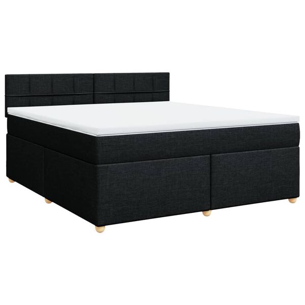 vidaXL Boxspringbett mit Matratze Schwarz 180x200 cm Stoff