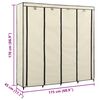 vidaXL Kleiderschrank mit 4 Fächern Creme 175 x 45 x 170 cm