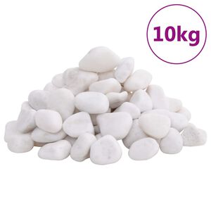 vidaXL Polierte Kiesel 10 kg Wei&szlig; 2-5 cm