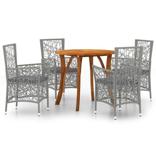 vidaXL 5-tlg. Garten-Essgruppe Grau