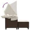 vidaXL Gartensofa 2-Sitzer mit Dach und Hockern Braun Poly Rattan