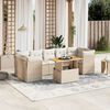 vidaXL 8-tlg. Garten-Sofagarnitur mit Kissen Beige Poly Rattan