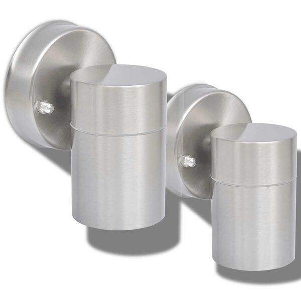 vidaXL Outdoor LED-Wandleuchten 2 Stk. Edelstahl Abw&auml;rtsstrahlend