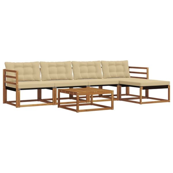 vidaXL Outdoor-Sofagarnitur mit Kissen 6 pcs Natur und Beige