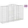 vidaXL Gabionen mit Hochbogen 9 Stk. 300x50x180/200cm Verzinktes Eisen