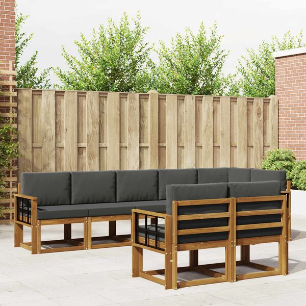 vidaXL Outdoor-Sofagarnitur mit Kissen 8 pcs Natur und Anthrazit