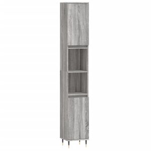 vidaXL Badschrank Grau Sonoma 30x30x190 cm Holzwerkstoff