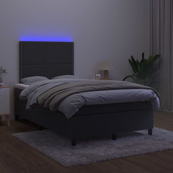 vidaXL Boxspringbett mit Matratze & LED Schwarz 120x190 cm Samt