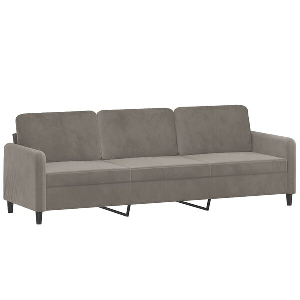 vidaXL 3-Sitzer-Sofa mit Hocker Hellgrau 210 cm Samt
