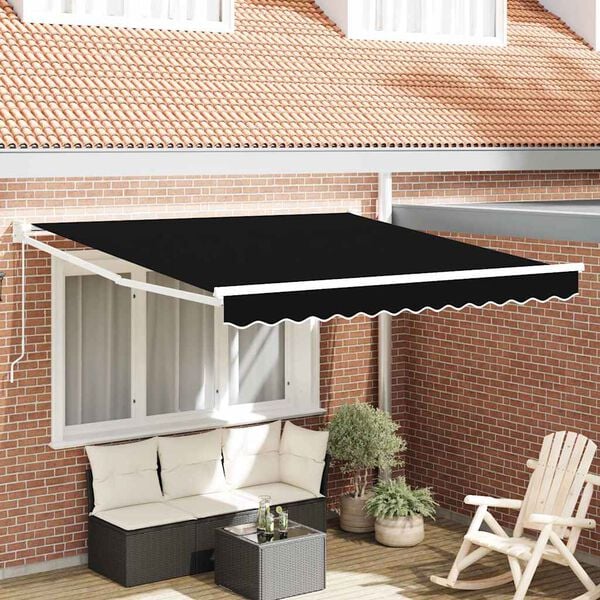 vidaXL Einziehbare Markise Schwarz 350 x 250 cm