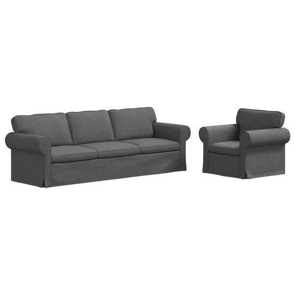 vidaXL Sofa 2 pcs Dunkelgrau