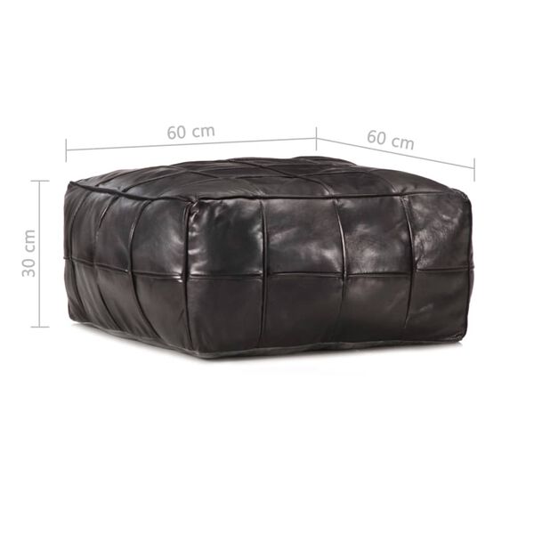 vidaXL Pouf Schwarz 60 x 60 x 30 cm Echtes Ziegenleder