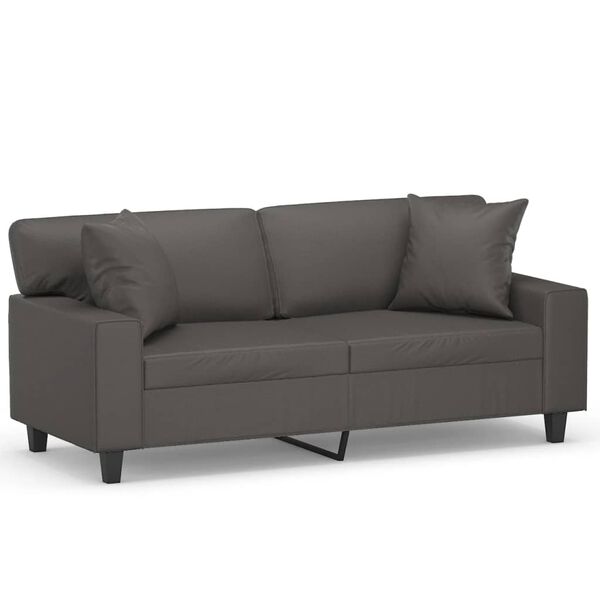 vidaXL 2-Sitzer-Sofa mit Kissen Grau 140 cm Kunstleder