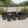 vidaXL Garten-Sofa-Set mit Kissen 14 pcs Schwarz Poly Rattan