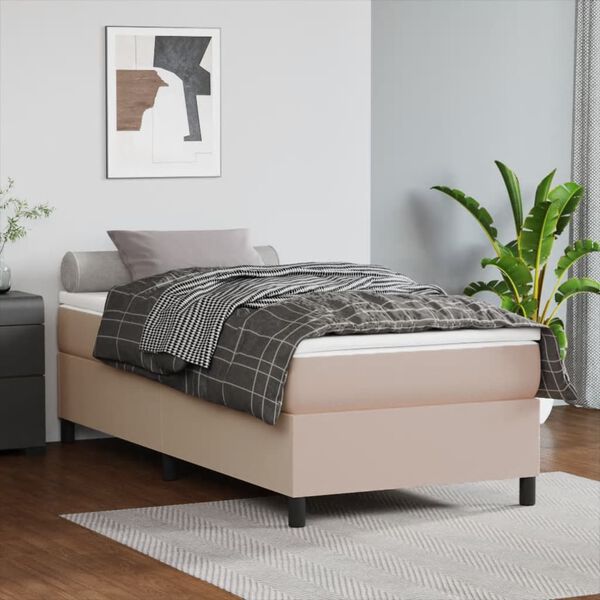 vidaXL Boxspringbett mit Matratze Cappuccino-Braun 90x190cm Kunstleder