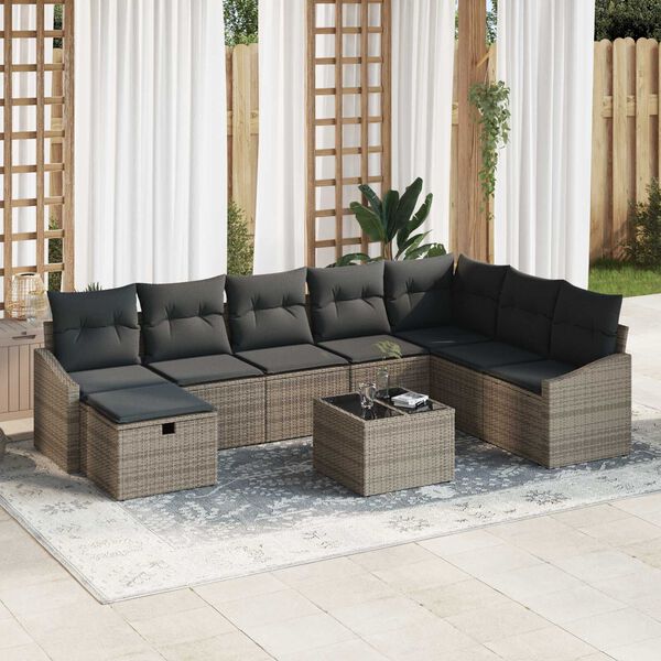 vidaXL Sofa Set mit Kissen 8 pcs Poly-Rattan