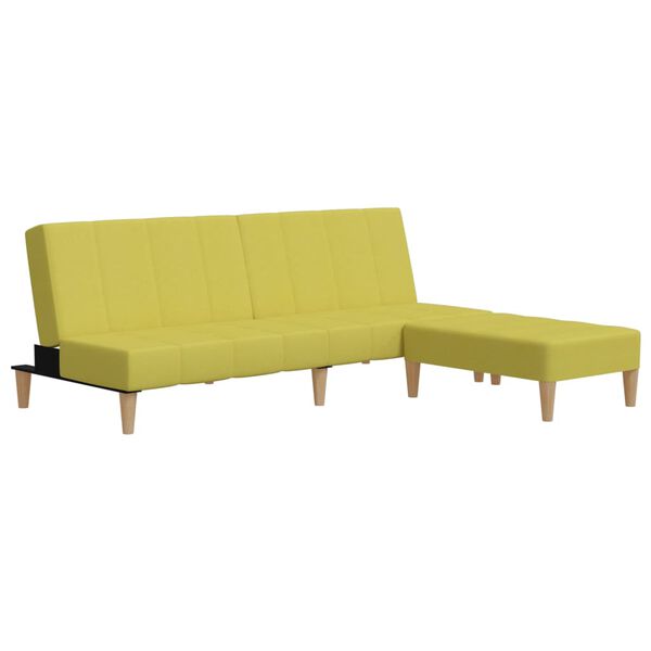 vidaXL Schlafsofa 2-Sitzer mit Hocker Gr&uuml;n Stoff