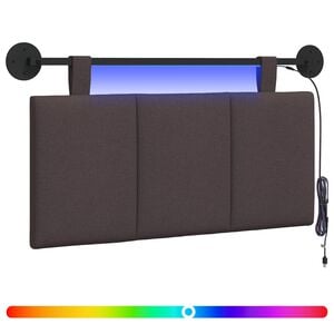 vidaXL H&auml;ngendes Kopfteil Mit LED Licht Dunkelbraun Stoff