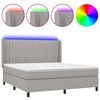 vidaXL Boxspringbett mit Matratze & LED Hellgrau 160x200 cm Stoff