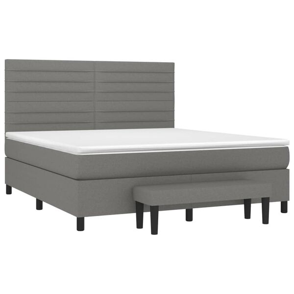vidaXL Boxspringbett mit Matratze Dunkelgrau 160x200 cm Stoff