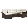 vidaXL Garten-Sofa-Set mit Kissen mit Speicher 6 pcs Braun Poly Rattan