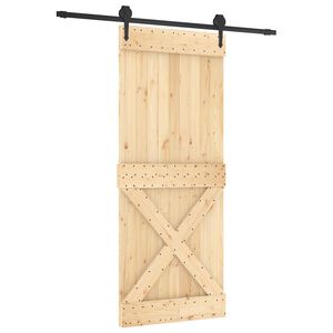vidaXL Schiebet&uuml;r Nat&uuml;rlich und Schwarz 85 x 210 cm Massivkiefer