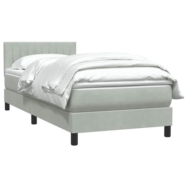 vidaXL Boxspringbett mit Matratze Hellgrau 90x210 cm Samt