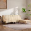 vidaXL Schlafsofa 2-Sitzer mit Hocker Creme Stoff