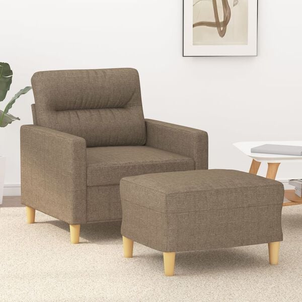 vidaXL Sessel mit Hocker Taupe 60 cm Stoff