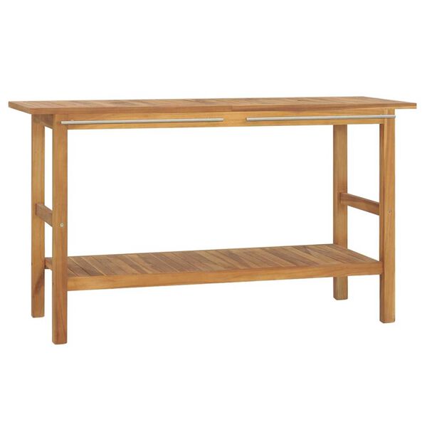vidaXL Waschtisch mit Creme Marmorbecken Massivholz Teak