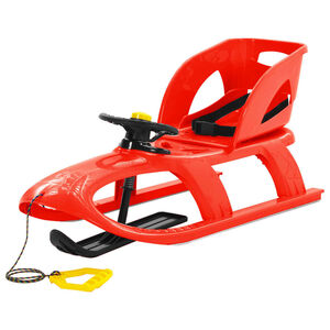 vidaXL Schlitten mit Sitz und Lenkrad Rot 102,5x40x23 cm Polypropylen