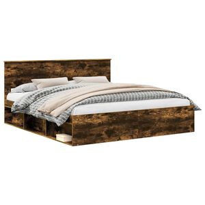 vidaXL Bettrahmen Ger&auml;ucherte Eiche 200 x 200 cm Holzwerkstoff