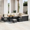 vidaXL Garten-Sofa-Set mit Speicher 12 pcs Schwarz Poly Rattan