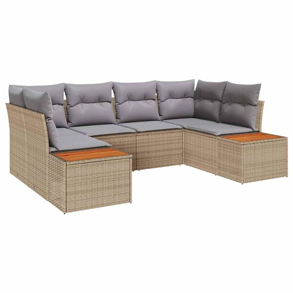 vidaXL Gartensofa-set mit Kissen 6 pcs Beige Poly-Rattan