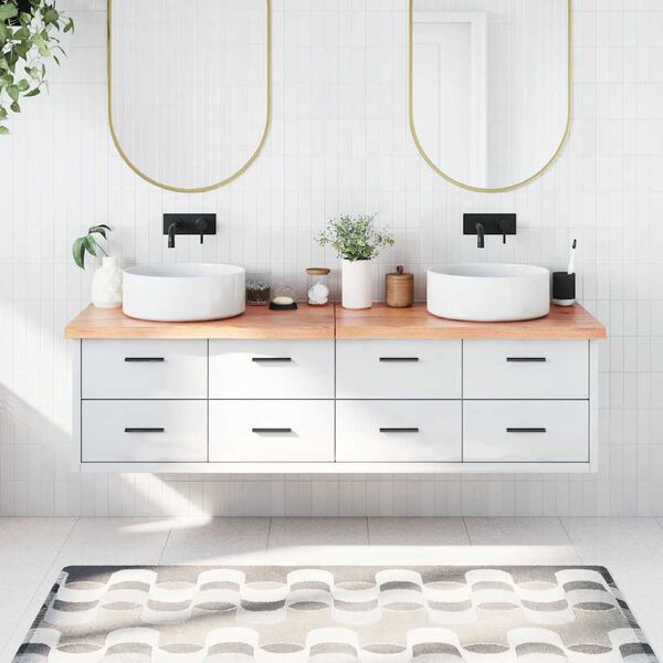 vidaXL Waschtischplatte Hellbraun 180x40x(2-4) cm Massivholz Behandelt