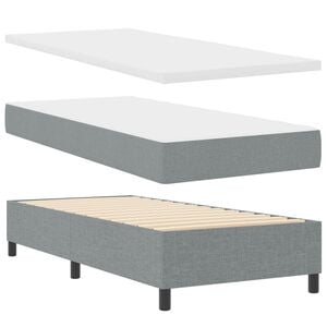 vidaXL Boxspringbett mit LED-Lichtleisten Hellgrau 90 x 190 cm Stoff