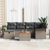 vidaXL Garten-Sofa-Set mit Kissen mit Speicher 7 pcs Grau Poly Rattan
