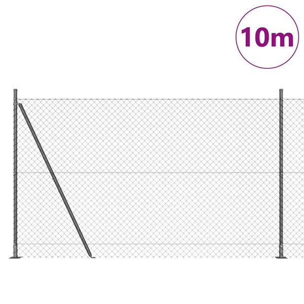 vidaXL Zaunpfosten Grau 10 x 1,5 m (40 x 40 mm Maschen) Stahl und PVC