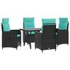 vidaXL Outdoortisch-Set 5 stk. Schwarz und T&uuml;rkis Poly-Rattan