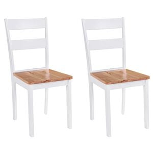 vidaXL Esszimmerst&uuml;hle 2 Stk. Wei&szlig; Massivholz Gummibaum