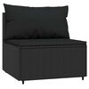 vidaXL Garten-Mittelsofas mit Kissen 2 Stk. Schwarz Poly Rattan