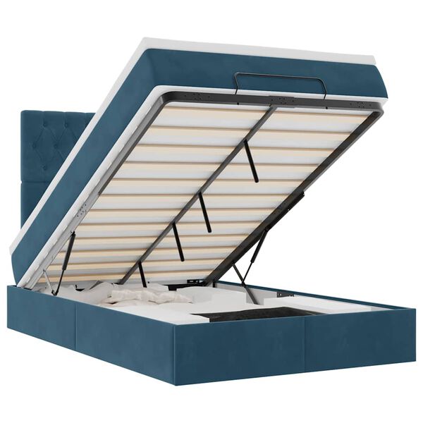 vidaXL Ottoman-Bett mit Matratzen Dunkelblau 120x190 cm Samt