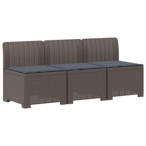 vidaXL 3-Sitzer Garten Sofa mit Kissen Rattan-Look PP Hellgrau